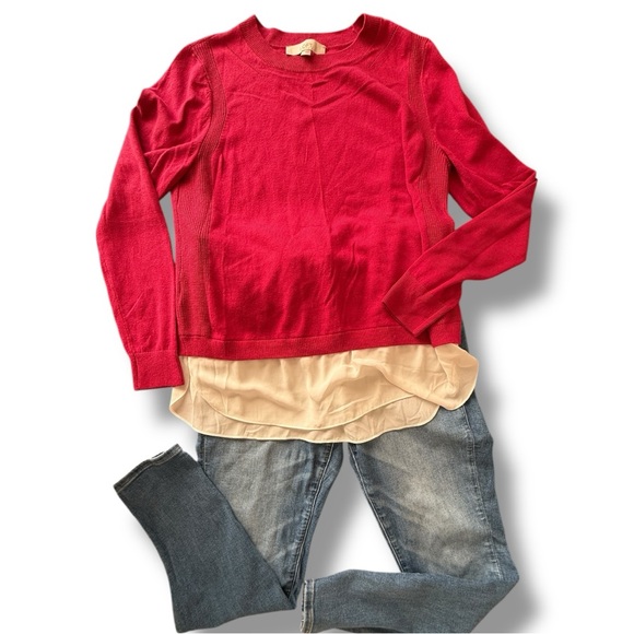 Beautiful Loft Pink and White Layered Chiffon Sweater - Picture 9 of 10